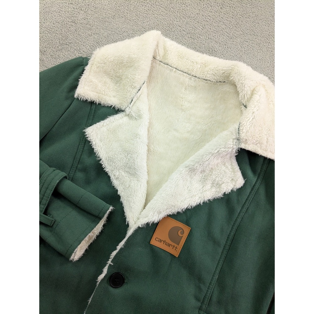 Carhartt Women Green Faux Shearling Lined Button Front Jacket Size M